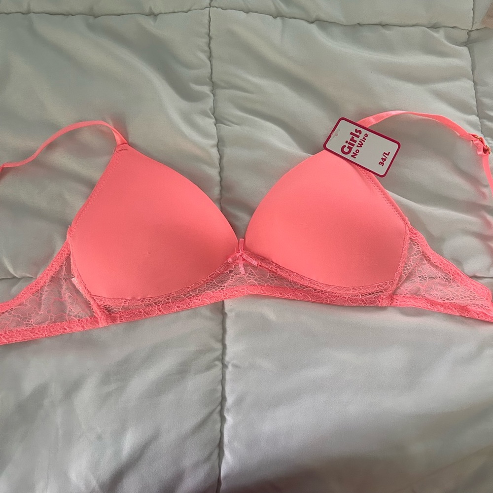 Girls No Wire Pink Bra 34/L